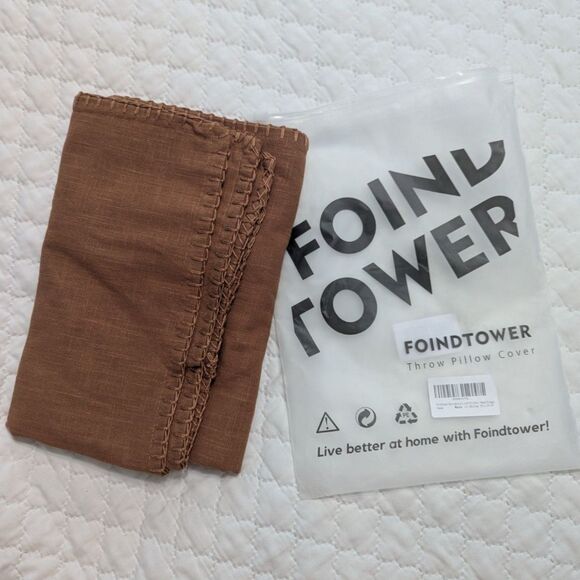 🛏️ Foindtower Linen Pillow Covers 20x20" Hazel NWT - Picture 5 of 9